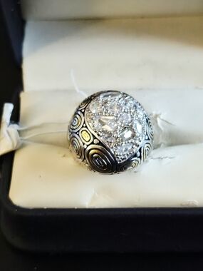 Dome Statement Ring with Pave Sparkle in Silver. Hand Made Design